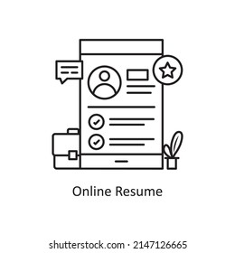 Online Resume vector Outline Icon Design illustration. Mobile Marketing Symbol on White background EPS 10