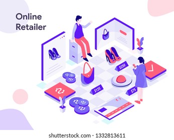 Online Retailer Isometric Illustration. Modern flat design style for website and mobile website.Vector illustration