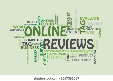 Online Review cloud template. Business concept vector background difference keyword colorful design.