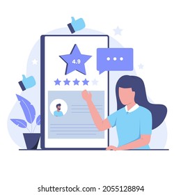 Online review illustration design concept. Illustration for websites, landing pages, mobile applications, posters and banners