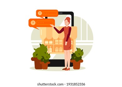Konzept der Online-Überprüfung von Vektorgrafiken. Flache Illustration einzeln auf weißem Hintergrund.