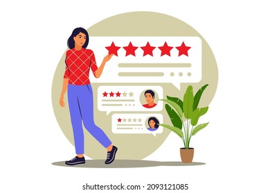 Online reviews concept. Star rating. Feedback concept. Vector illustration. Flat.