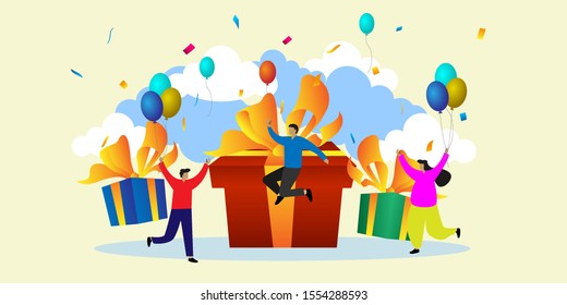 Online Reward Group Happy People Receive Stock Vector (Royalty Free ...