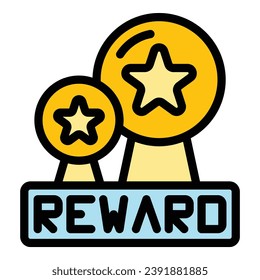 Online reward icon outline vector. Customer program. Vip experience color flat