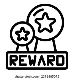 Vector de contorno de icono de recompensa en línea. Programa del cliente. Vip