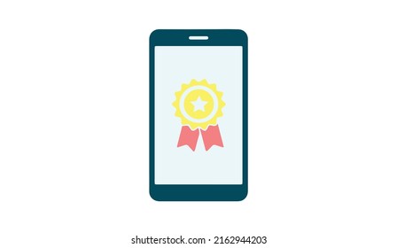 online reward on mobile phone concept flat vector icon isolated on white background. reward sign on phone vector illustration eps10.