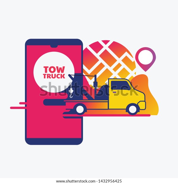  Online roadside assistance, car towing service
mobile app concept