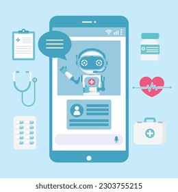 Online  robot doctor consultation technology on smartphone.