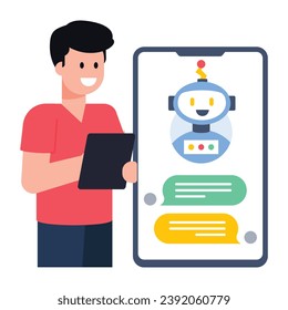An online robot flat concept icon