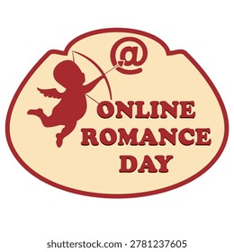 Online Romance Day sticker, vector illustration