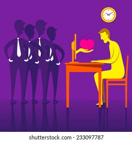 on-line romance or propose design concept vector