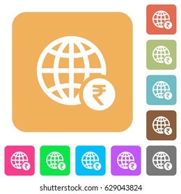 Online Rupee payment flat icons on rounded square vivid color backgrounds.