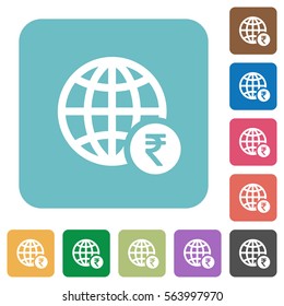 Online Rupee payment white flat icons on color rounded square backgrounds