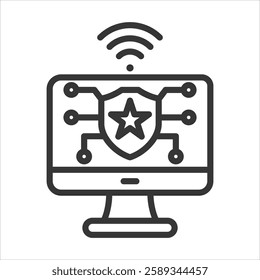 Online Safety Skills Icon Vector Illustration Outline