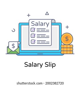 An online salary slip flat vector download