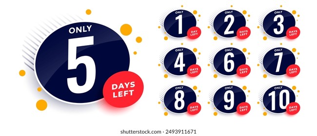 online sale countdown timer with number of days left badge vector