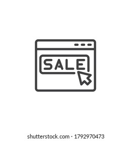 Online sale shop line icon. linear style sign for mobile concept and web design. Click sale website outline vector icon. Symbol, logo illustration. Vector graphics