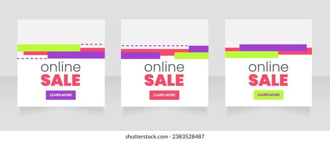 Online sale square web banner design template. Vector flyer with text space. Advertising placard with customized copyspace. Promotional printable poster for advertising. Graphic layout