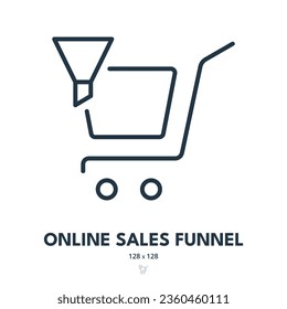 Icono de embudo de ventas en línea. Conversión, Tienda, Compras. Stroke editable. Icono de vector simple