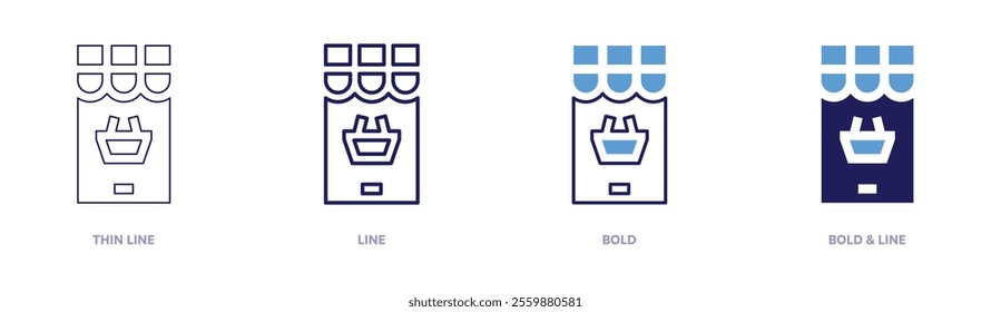 Online sales icon in 4 different styles. Thin Line, Line, Bold, and Bold Line. Duotone style. Editable stroke.