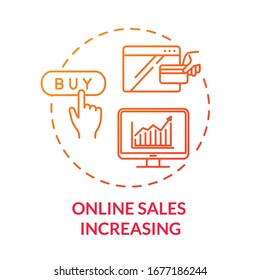 Online sales increasing concept icon. Internet marketing, modern advertising. Profit growth, e commerce idea thin line illustration. Vector isolated outline RGB color drawing