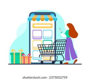 online sales promotion, someone promotes and sells merchandise with an online shop application
