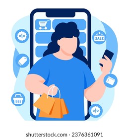 online sales promotion, someone promotes and sells merchandise with an online shop application