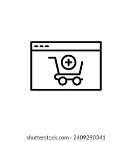 Icono de línea vectorial de ventas en línea.