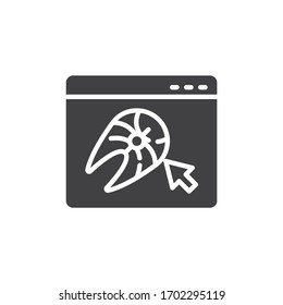 Online salmon steak ordering vector icon. Seafood delivery service filled flat sign for mobile concept and web design. Website page with fish steak glyph icon. Symbol, logo illustration. 