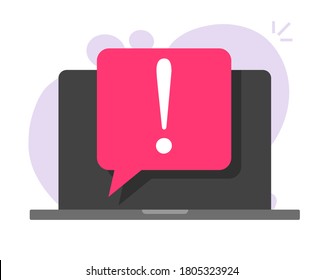 Online Scam Caution Important Message Notice On Computer Laptop, Pc Fraud Digital Warming Alert Notification Attack Vector Flat, Insecure Network Data, Cyber Phishing Danger Risk Note Icon