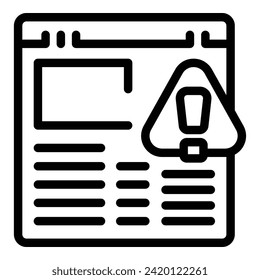 Vector de contorno de icono de la página web de estafa en línea. Fraude de acceso. Computadora oscura