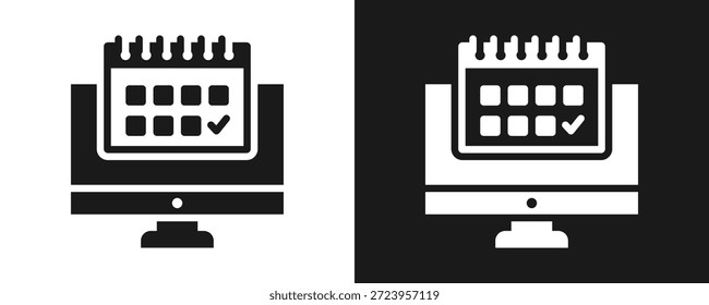 Online-Zeitplan-Symbol-Set Glyphe auf weißem und schwarzem Hintergrund
