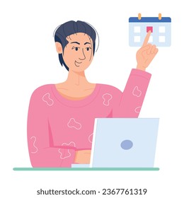 Online scheduling handy flat illustration 