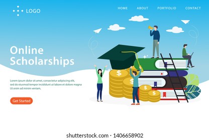 Online Scholarship, Landing Page, Vector Layered, Easy To Edit And Customize, Illustration Concept