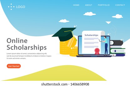 online scholarship, website template, vector layered, easy to edit and customize, illustration concept