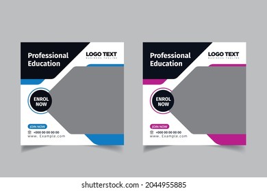 Online School Admission Social Media Banner Design Template , Vector illustration.