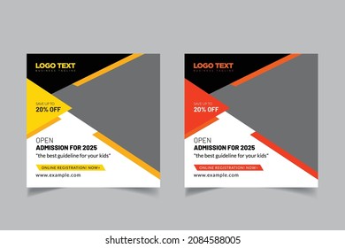 Online School Admission Social Media Banner Design Template , Vector illustration