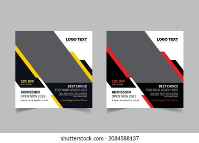 Online School Admission Social Media Banner Design Template , Vector illustration