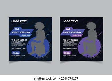 Online School Admission Social Media Banner Design Template , Vector illustration.