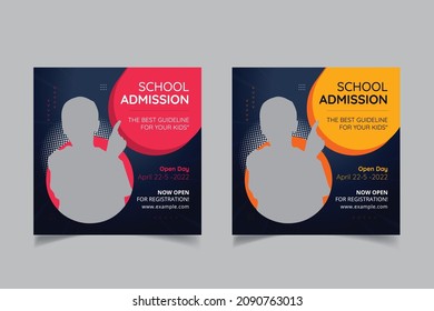 Online School Admission Social Media Banner Design Template , Vector illustration