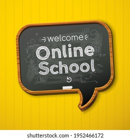 Online school. Back to school e-learning. Template for website and mobile app development. Doodle style vector illustration