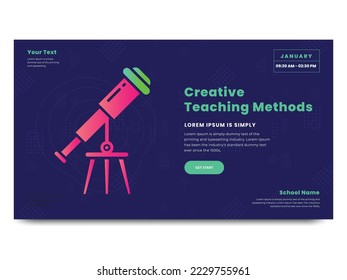 Online School banner template, subject of education, Graduation, online learning.
