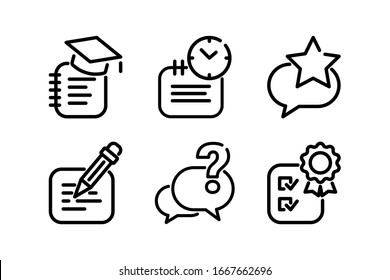 Online school, education line icons set. Black online study simple elements isolated on white background. Editable stroke. E-learning vector illustration for web, design, app, advert, social media