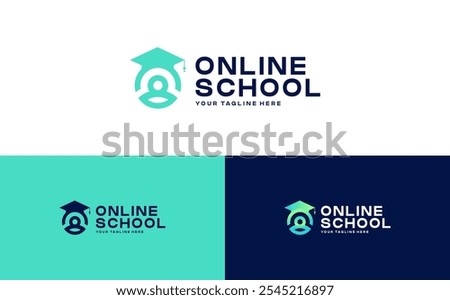 Online School educational Logo. Graduation and student concept
