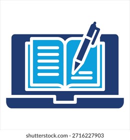 Online School Flat Blue Icon Style