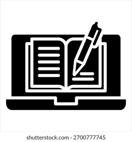 Ilustración vectorial de icono de glifo de escuela en línea