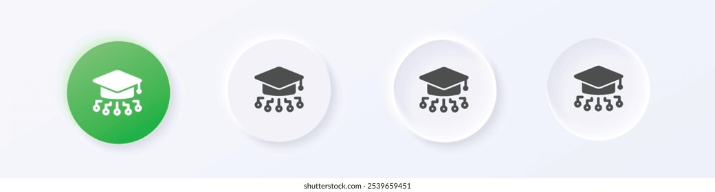 Online school icon. Neumorphism round style button design vector