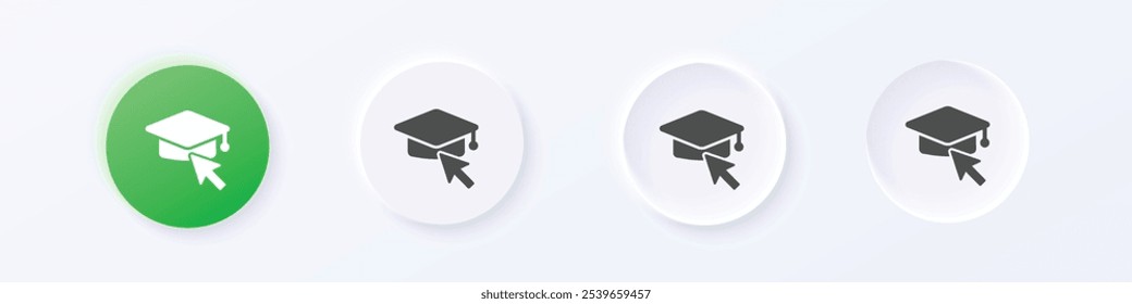 Online school icon. Neumorphism round style button design vector