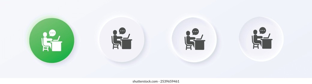 Online school icon. Neumorphism round style button design vector