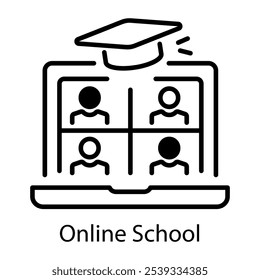 Online school icon in outline style